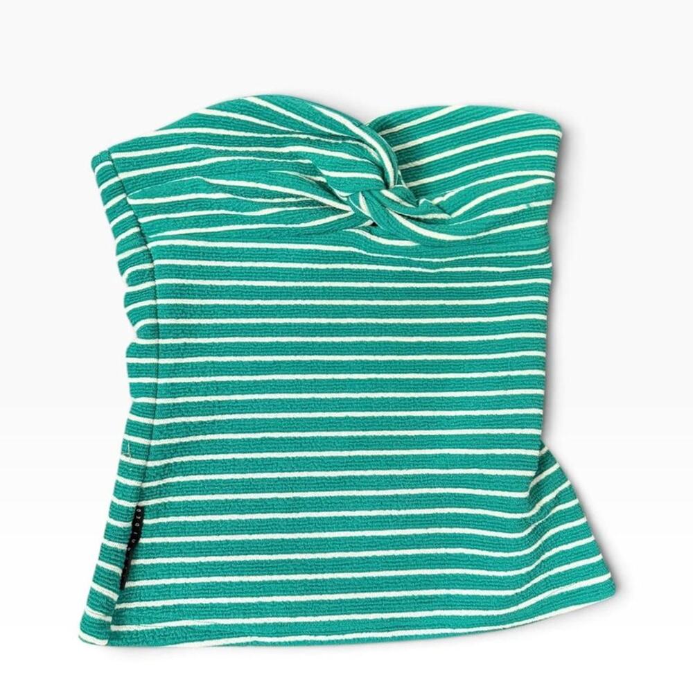 Missguided y2k green stripe twist tube top size small